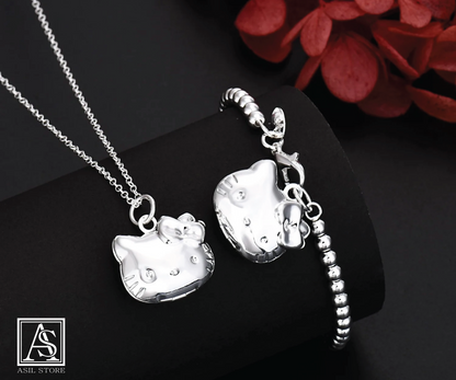 Cute Cat set for Women 925 Silver Model number : 004