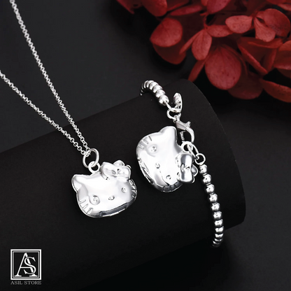 Cute Cat set for Women 925 Silver Model number : 004